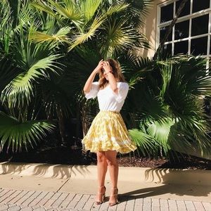 Yellow Midi Floral Skirt